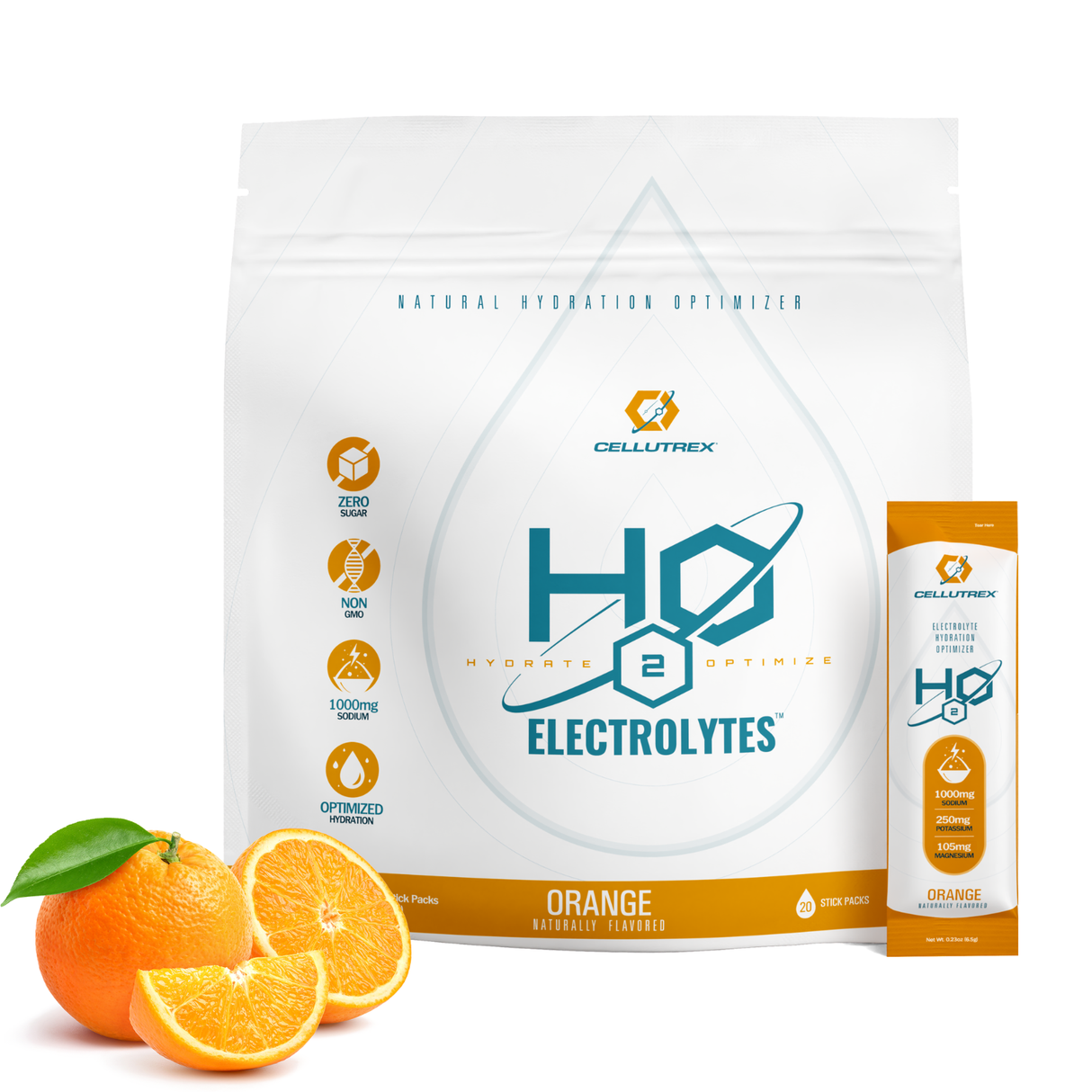 H2O ELECTROLYTES™ - Naranja | Polvo electrolítico sin azúcar