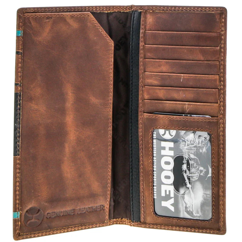 Billetera de rodeo para hombre - Logo HOOey "2.0" Manos Arriba (Marrón/Negro/Turquesa)