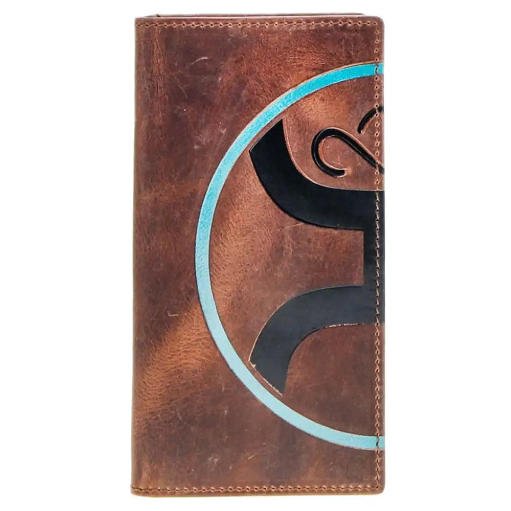 Billetera de rodeo para hombre - Logo HOOey "2.0" Manos Arriba (Marrón/Negro/Turquesa)