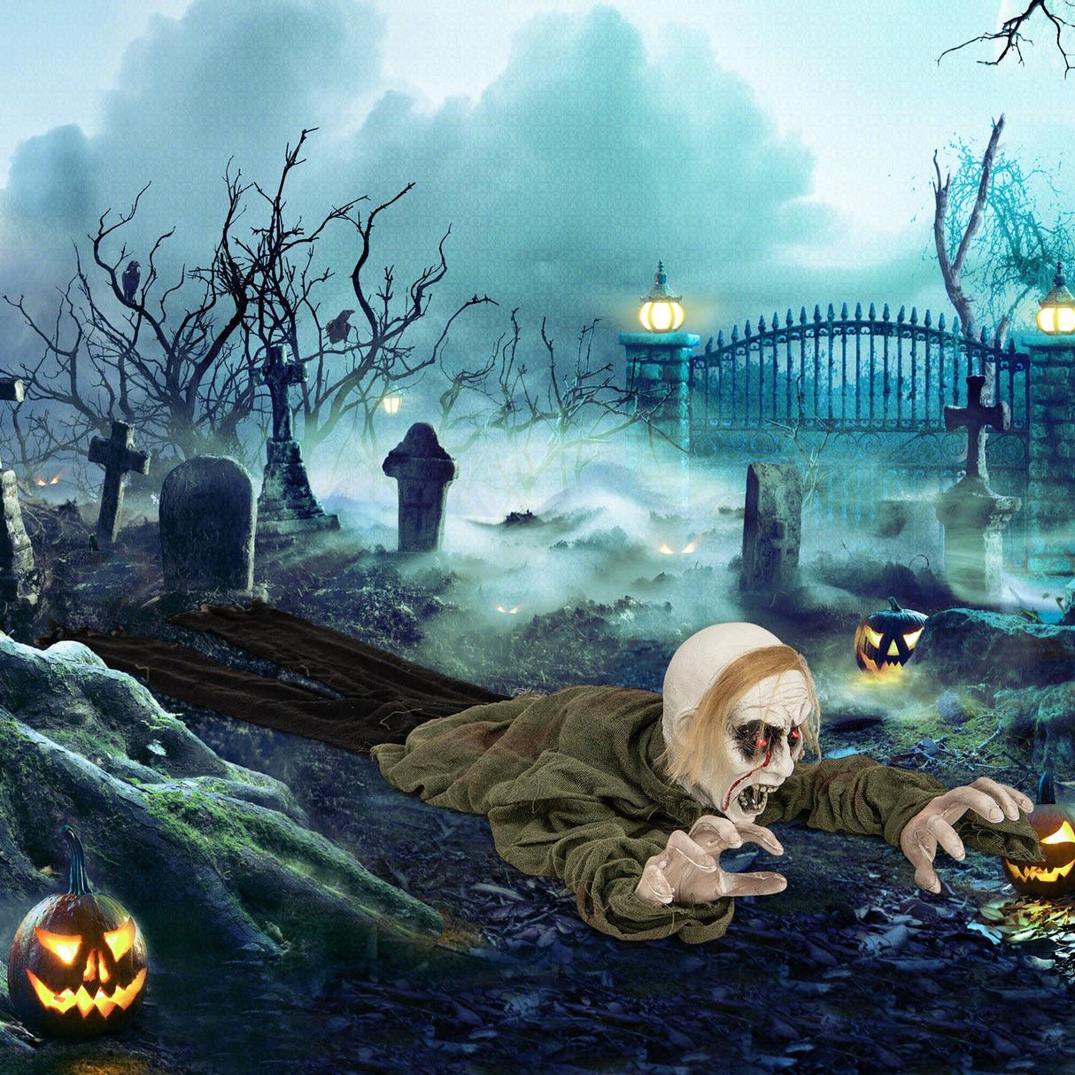 Zombie Trepador de Halloween con Ojos Luminosos y Sonido Terrorífico