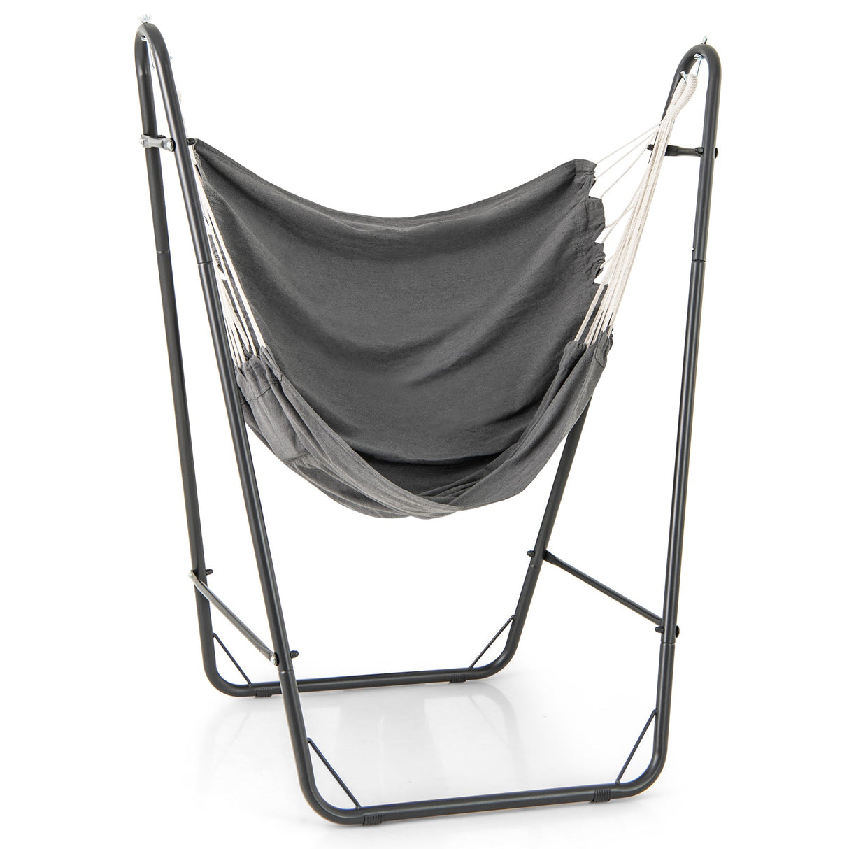 Sillón Colgante con Estructura Metálica Reforzada y Bolsillo Lateral - Gris