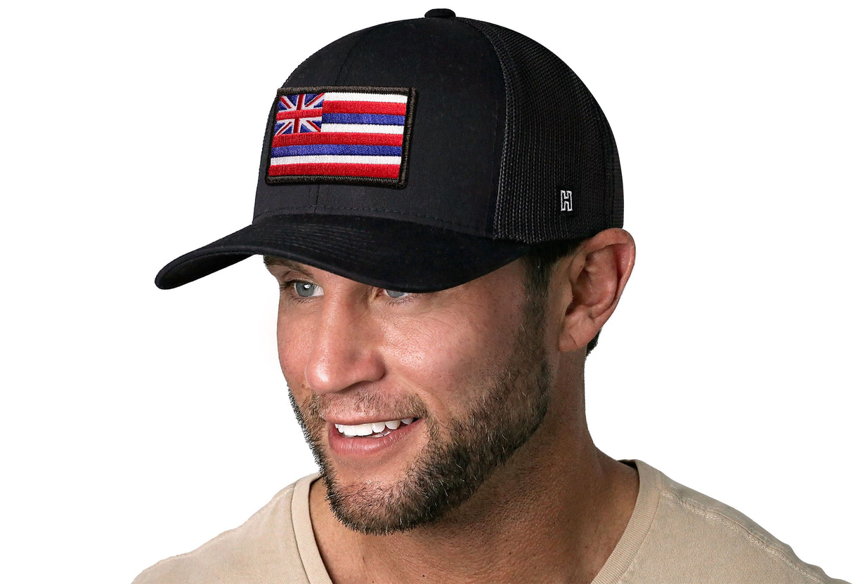 Hawaii Flag Trucker Hat | Black HI Snapback