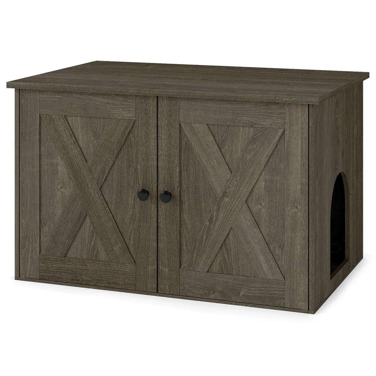 Mueble para arenero de gato oculto con separador - Roble