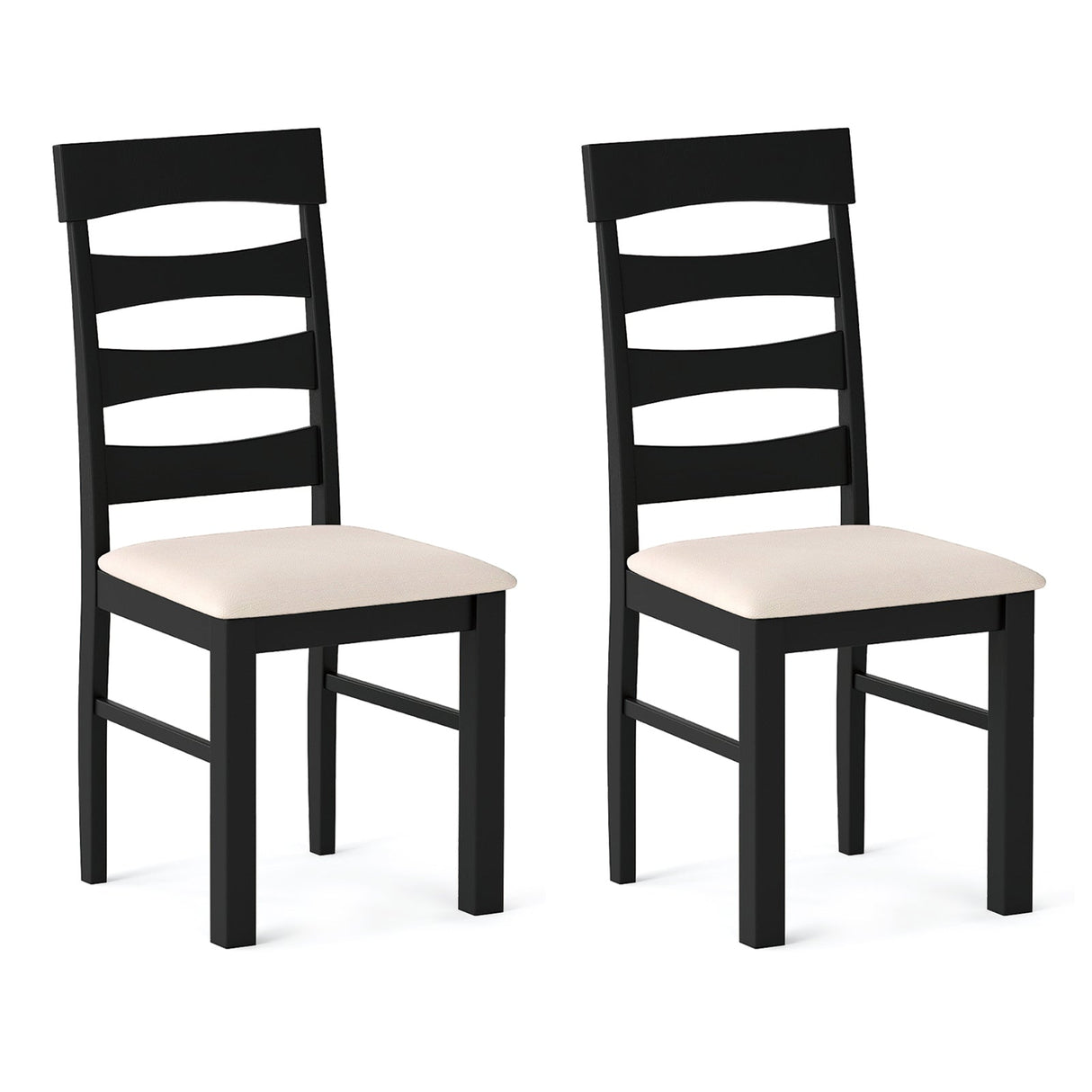 Juego de 2 sillas de comedor de respaldo alto con asiento acolchado - Negro