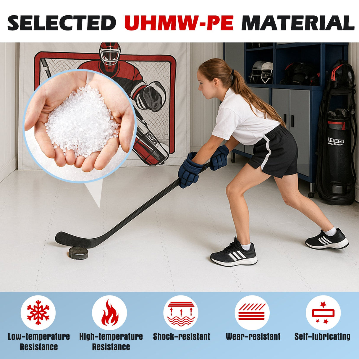 Baldosas de suelo para hockey para entrenamiento, baldosas de hielo sintético para seco, equipo de tiro de hockey
