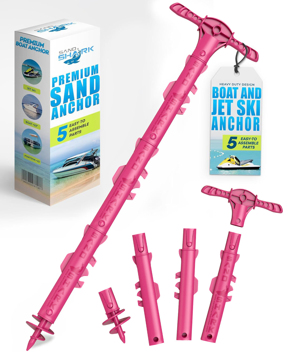 Sport Anchor with Carrying Case- Shallow Water Anchor Pole for Boats and PWC. Easy Storage, High-Strength ABS (4' tall)