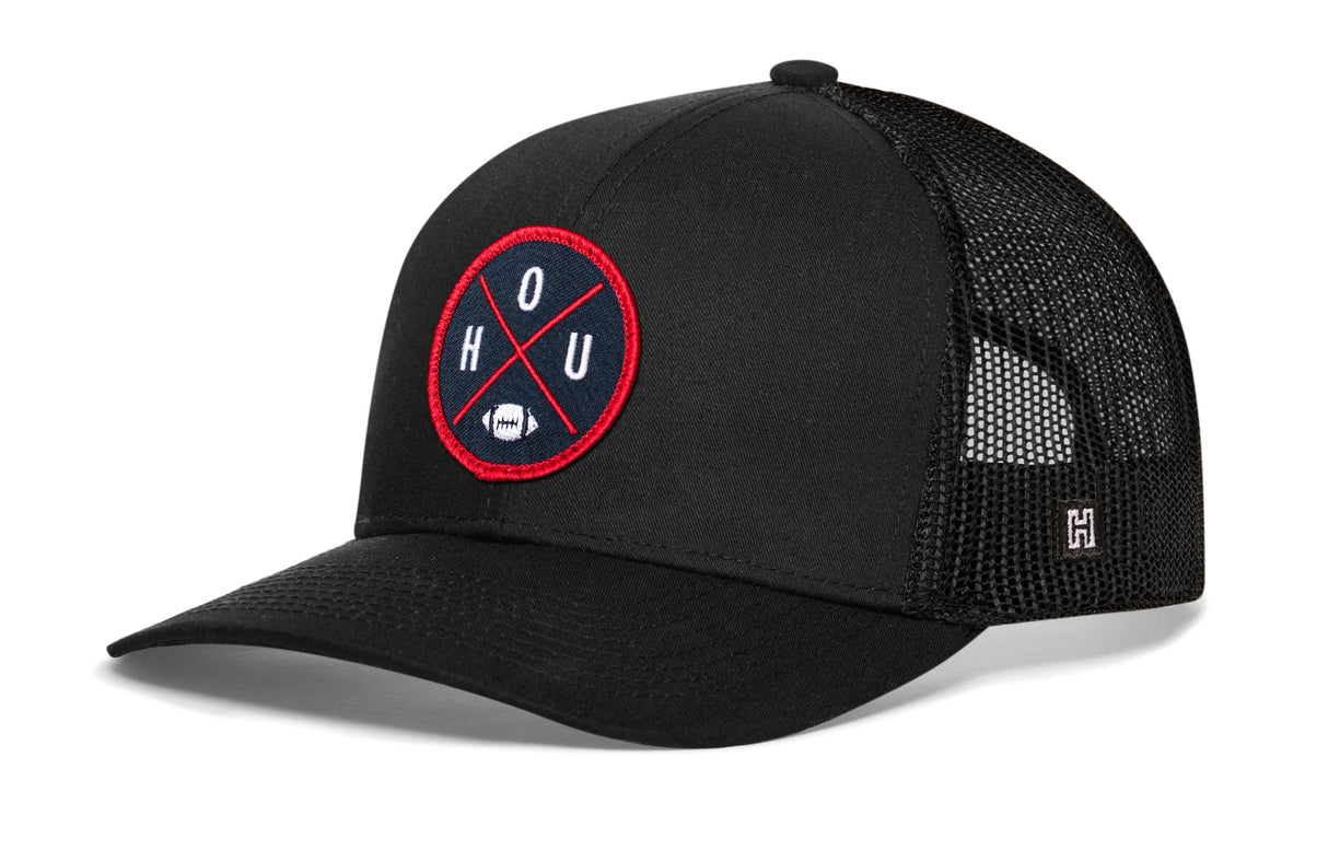 Houston Trucker Hat | Black HOU X Football Snapback