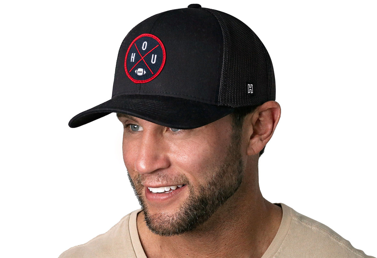 Houston Trucker Hat | Black HOU X Football Snapback