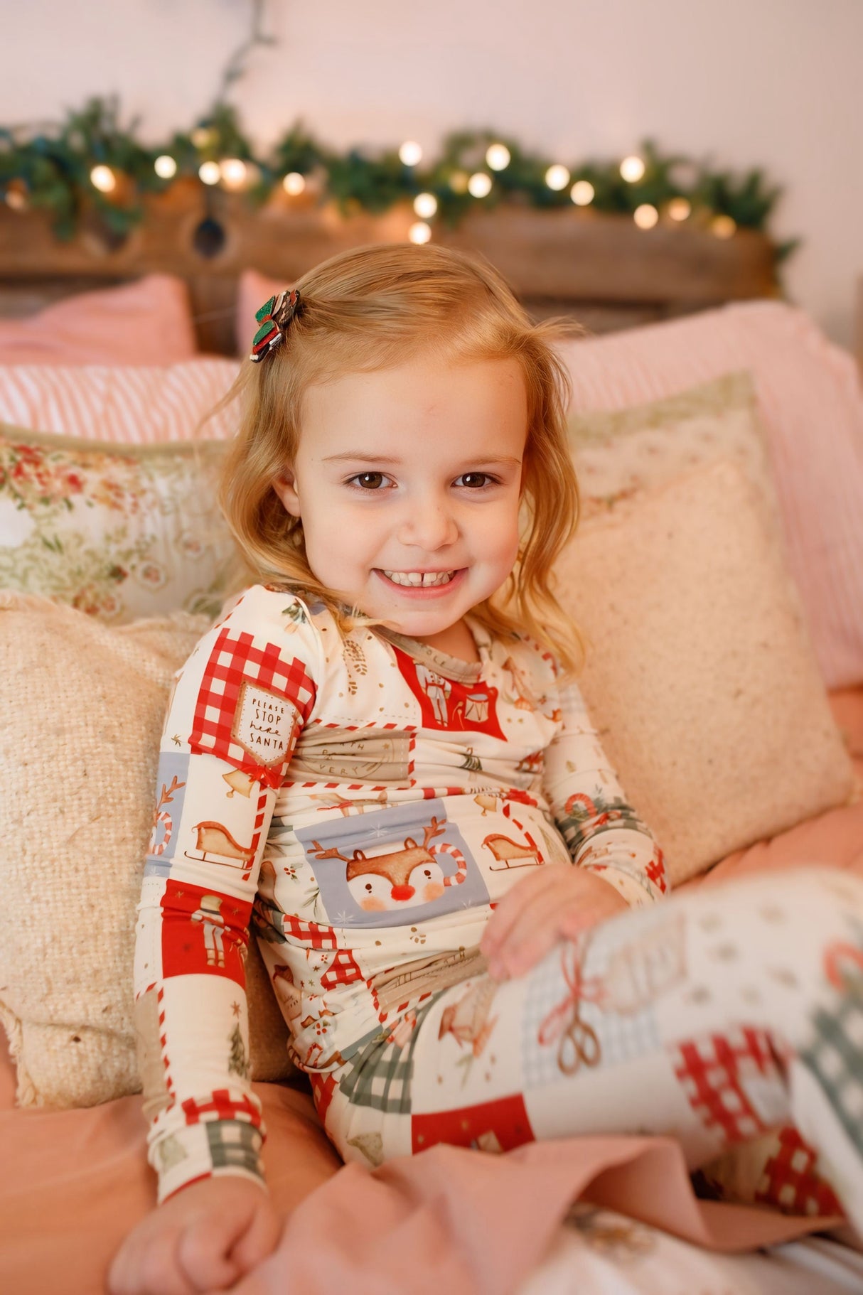 Pijama de Navidad de bambú con retazos navideños - Conjunto de 2 piezas