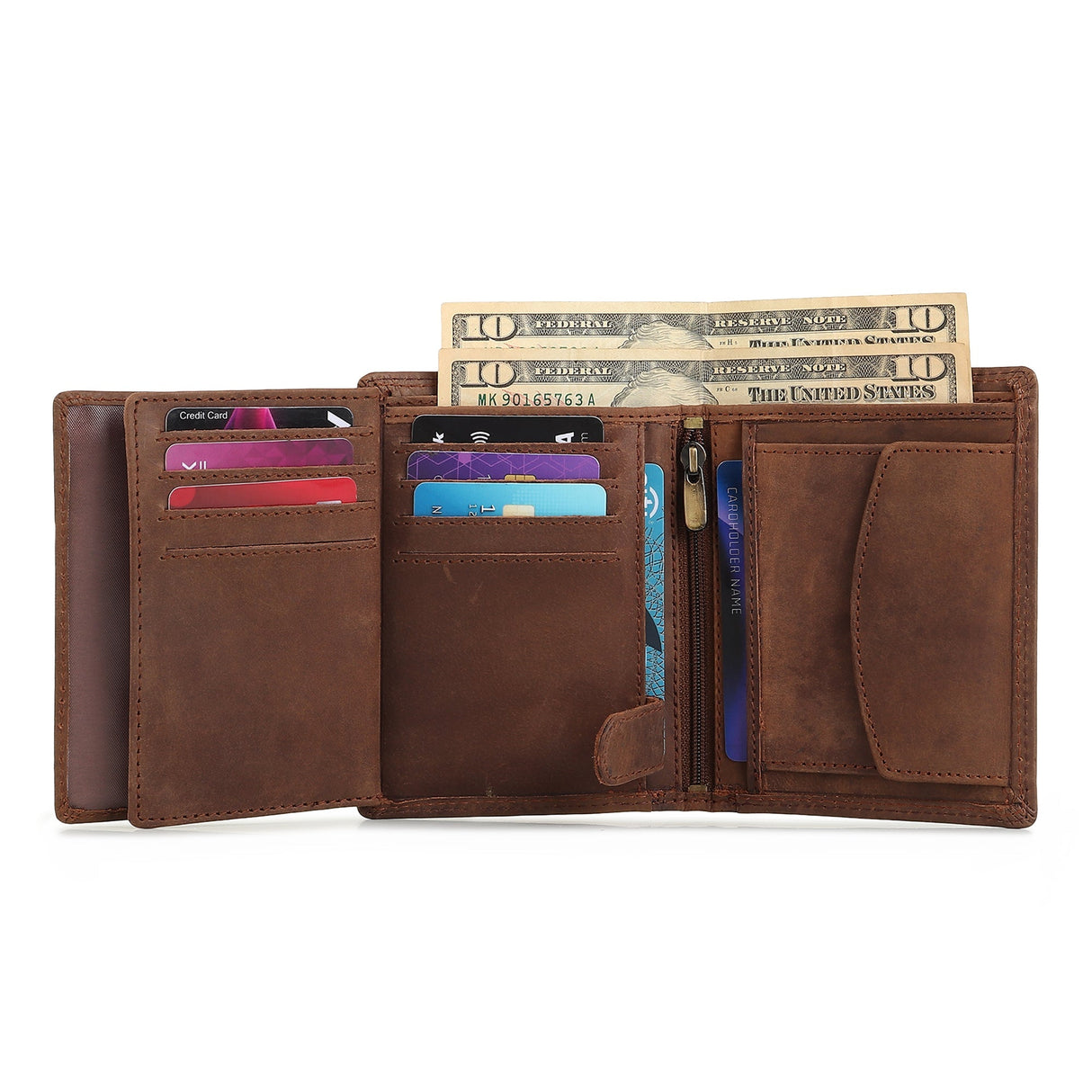 Billetera de cuero de búfalo para hombre - Vertical