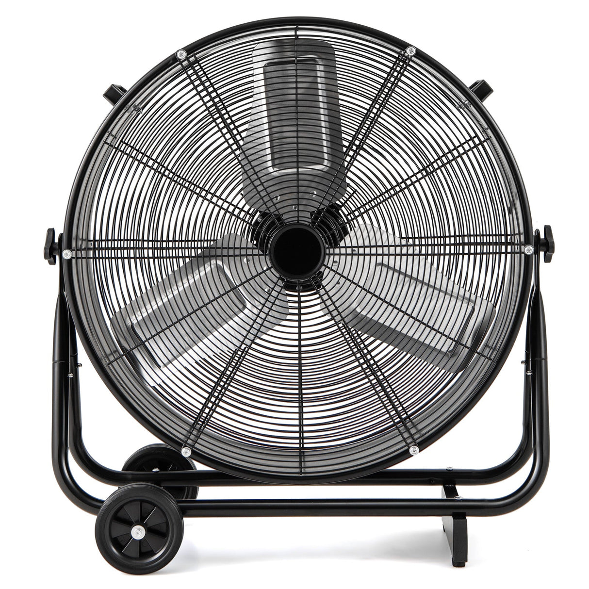 Ventilador industrial de tambor con 2 ruedas y basculación ajustable de 360 grados-Negro