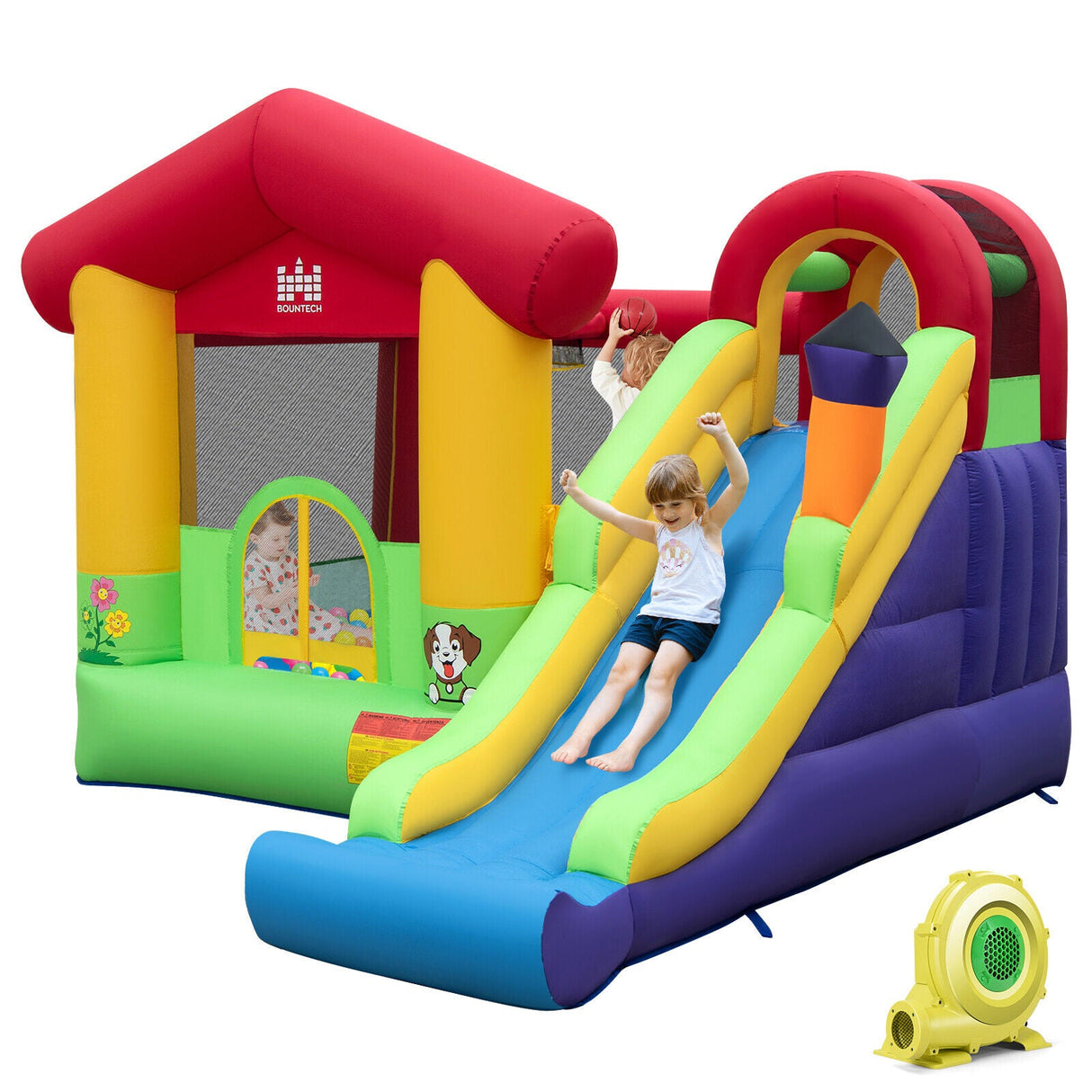 Castillo Hinchable con Bolas de Océano y Soplador de Aire de 735W