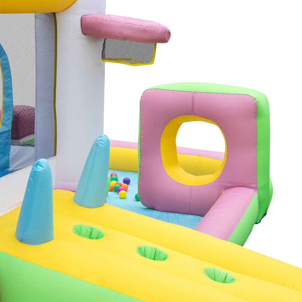 Castillo Hinchable con Tobogán, Obstáculos y Piscina de Bolas con Soplador de 480W