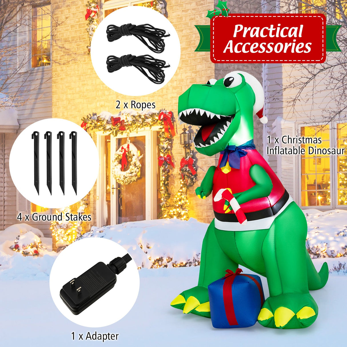Decoración de Navidad inflable con luces LED y soplador a prueba de agua