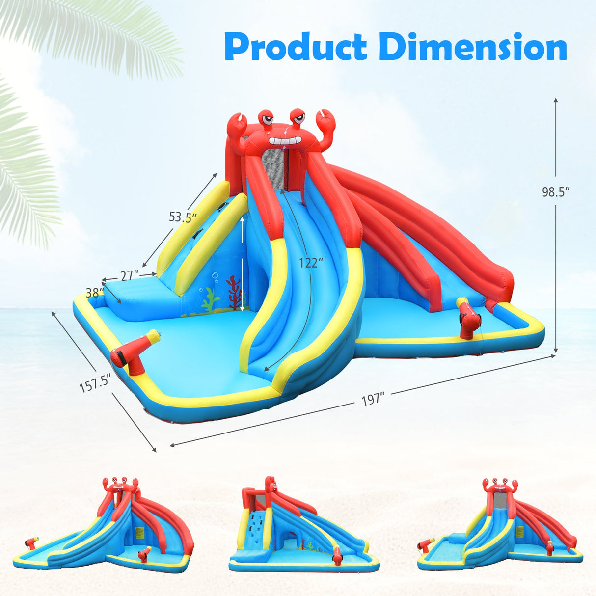 Castillo hinchable acuático con cañón de agua y soplador de 680 W