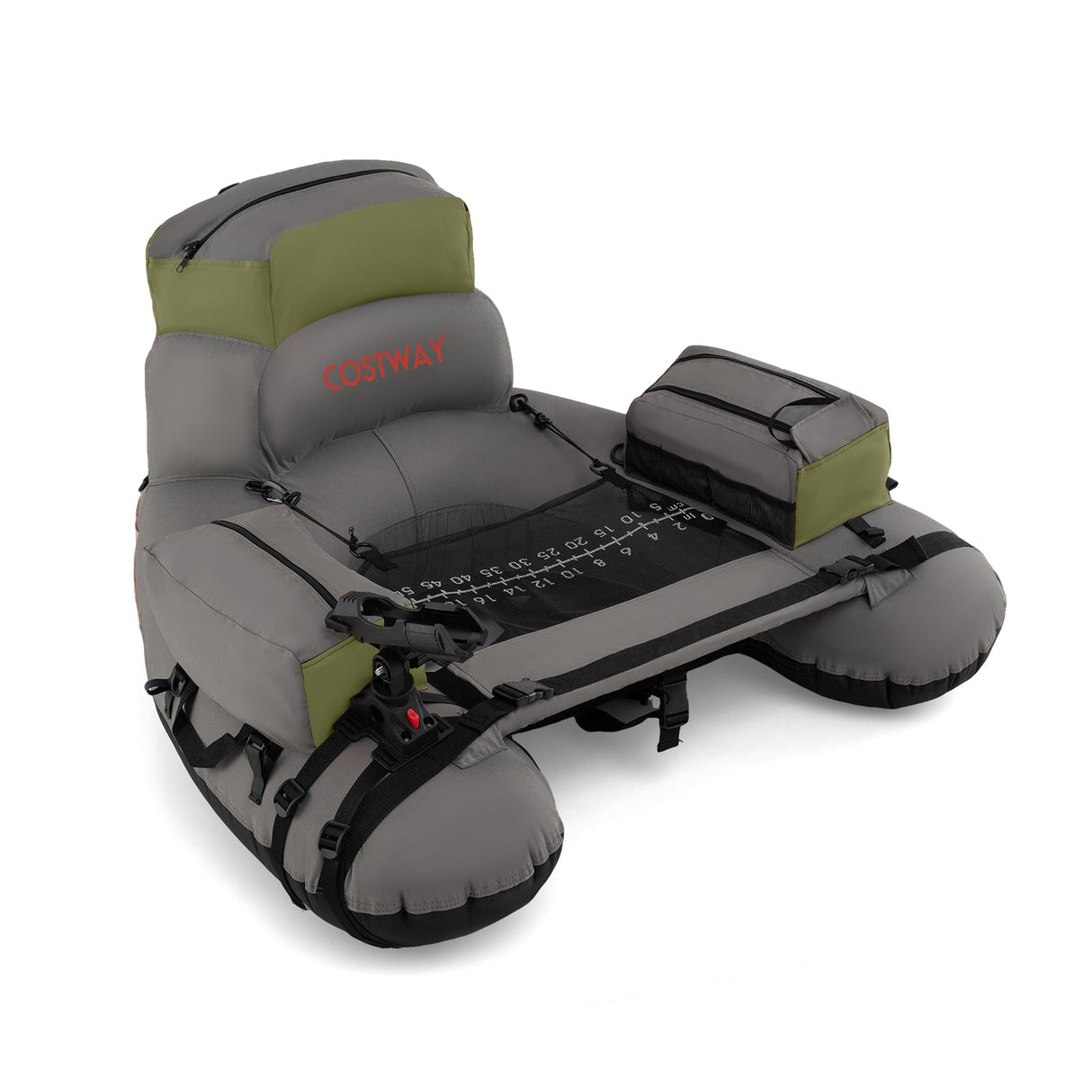 Tubo Flotador Hinchable de Pesca con Correas de Hombro y Almacenamiento para la Pesca con Caña