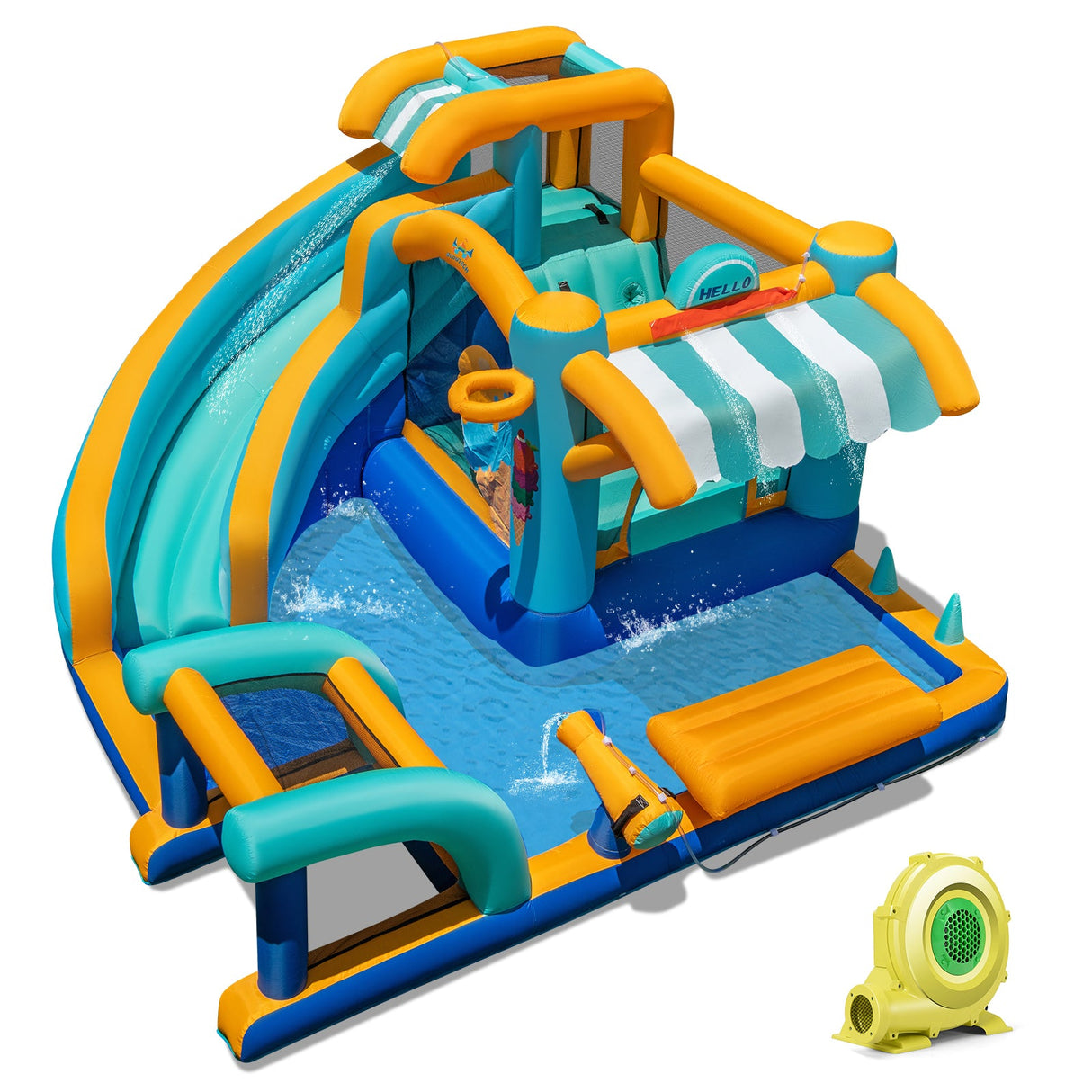 Tobogán inflable acuático Casa de brinco para niños con soplador de 735W