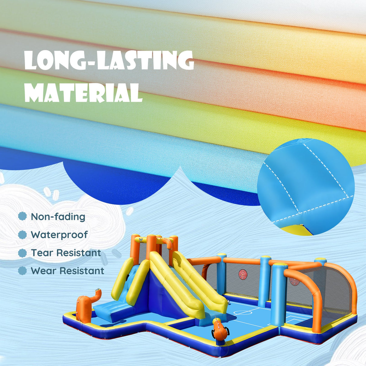 Tobogán Acuático Inflable Gigante Temático de Fútbol con Soplador de 735W