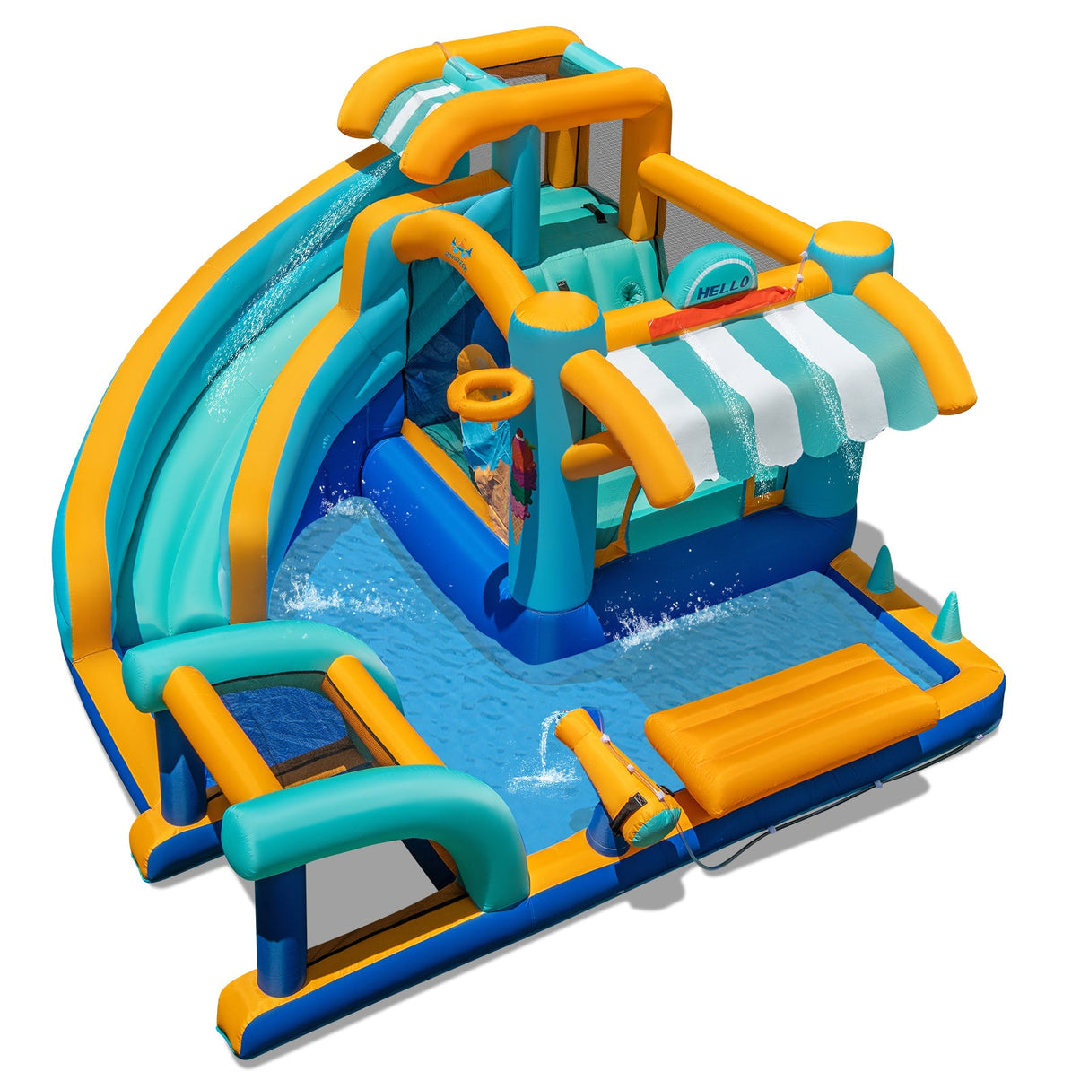 Castillo Hinchable de Agua para Niños con Tobogán y Soplador de 750W