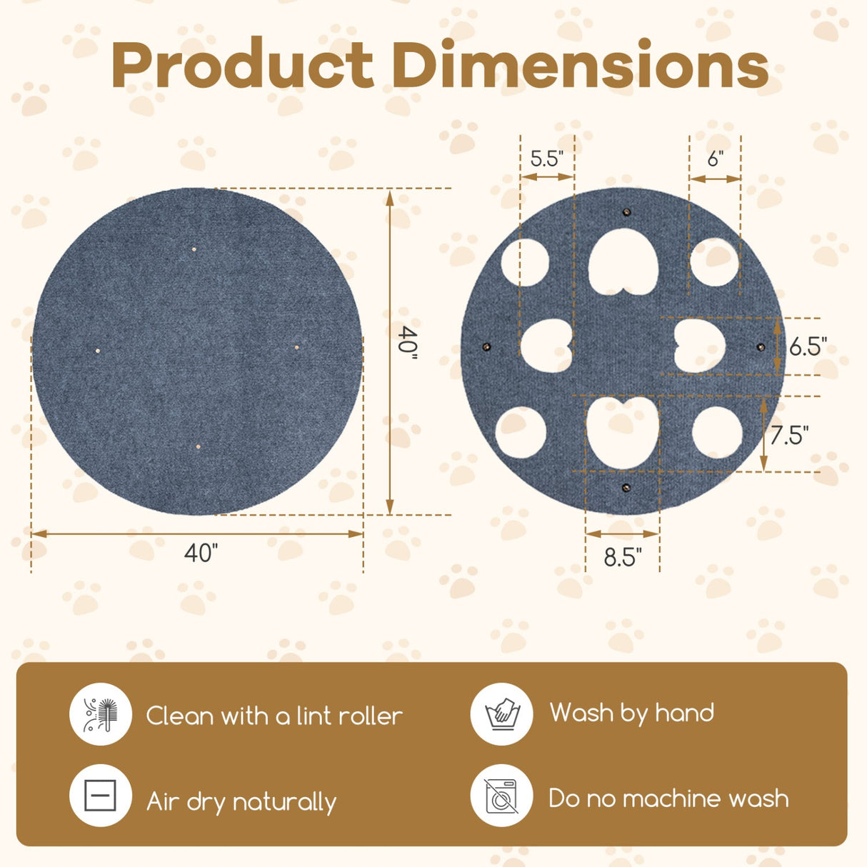 Interactive Foldable Cat Tunnel for Indoor Cats 40” Round Large Enrichment Play Felt Mat