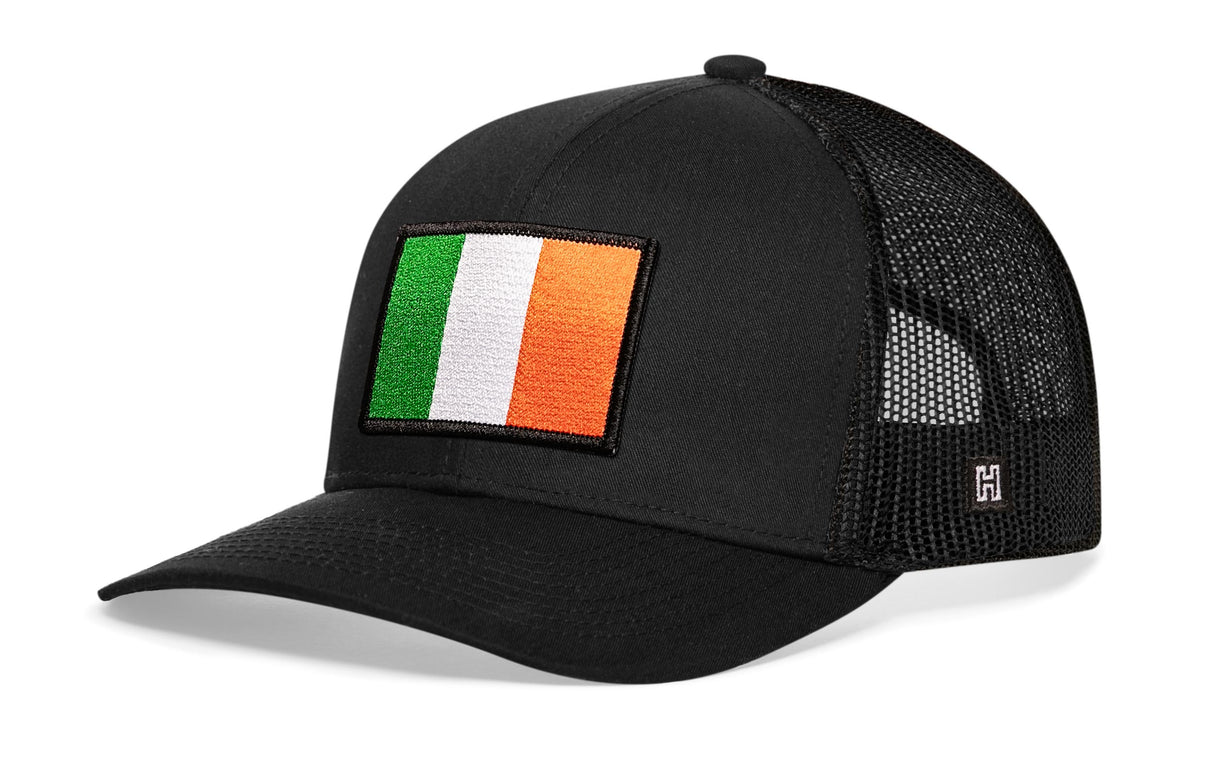 Ireland Flag Trucker Hat | Black Irish Snapback