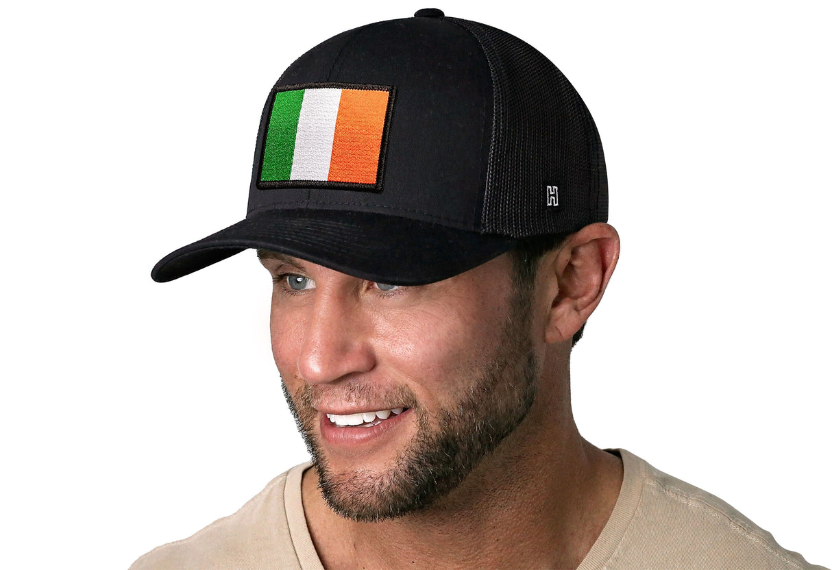 Ireland Flag Trucker Hat | Black Irish Snapback