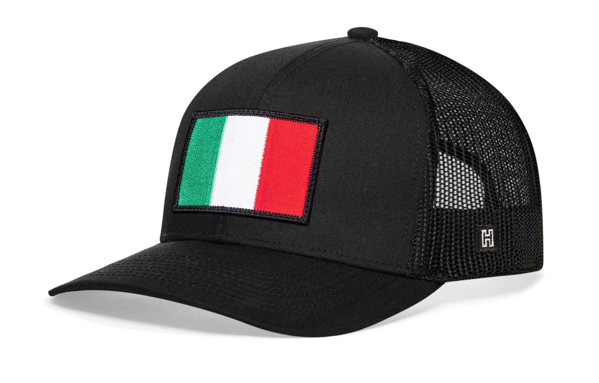 Italian Flag Trucker Hat | Black Italy Snapback