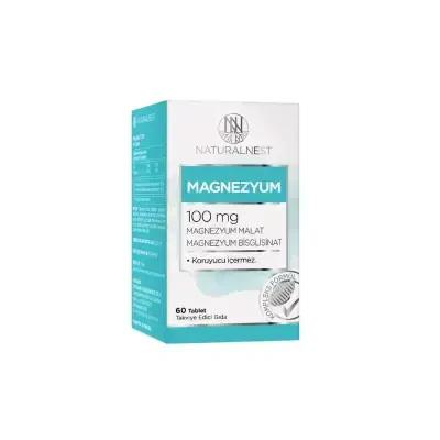 Naturalnest Magnesium Supplement 100mg - 60 Tablets | Magnesium Malate & Bisglycinate
