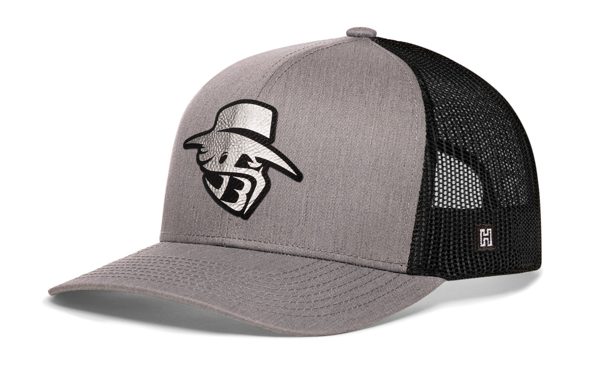 JBR Silver Logo | Gray Black Metallic Leather Snapback