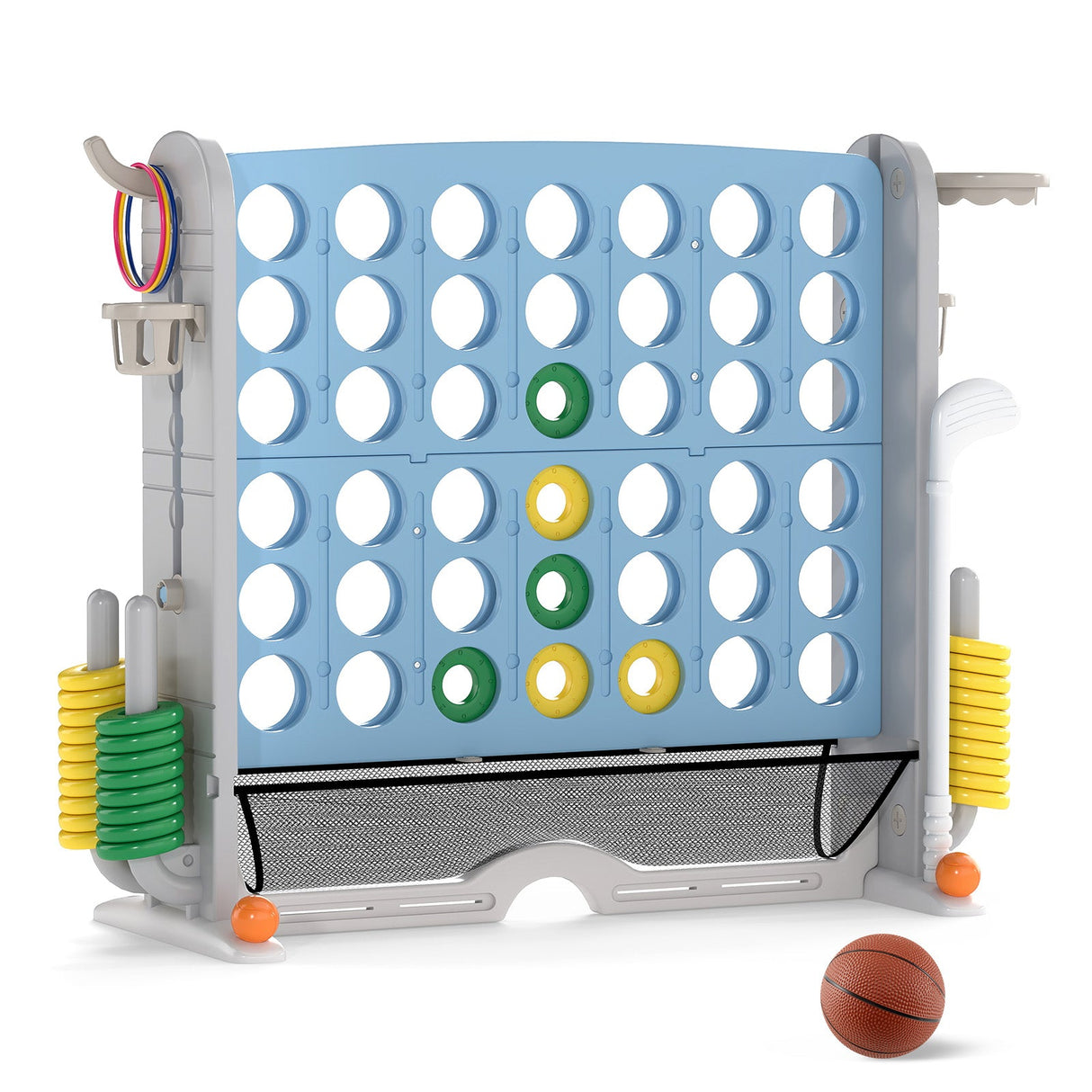 Jumbo 4-to-Score Game with Ring-toss and Basketball Hoop