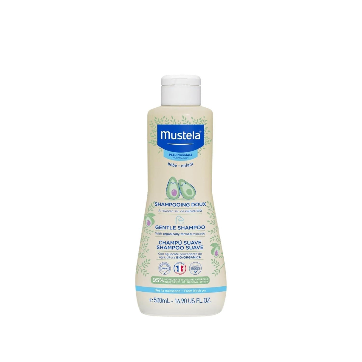 Mustela Gentle Baby Shampoo, 500ml - Gentle, Natural, and Hypoallergenic for Sensitive Baby Skin
