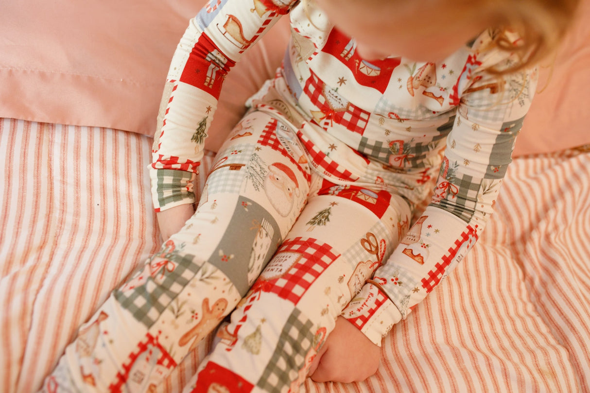 Pijama de Navidad de bambú con retazos navideños - Conjunto de 2 piezas