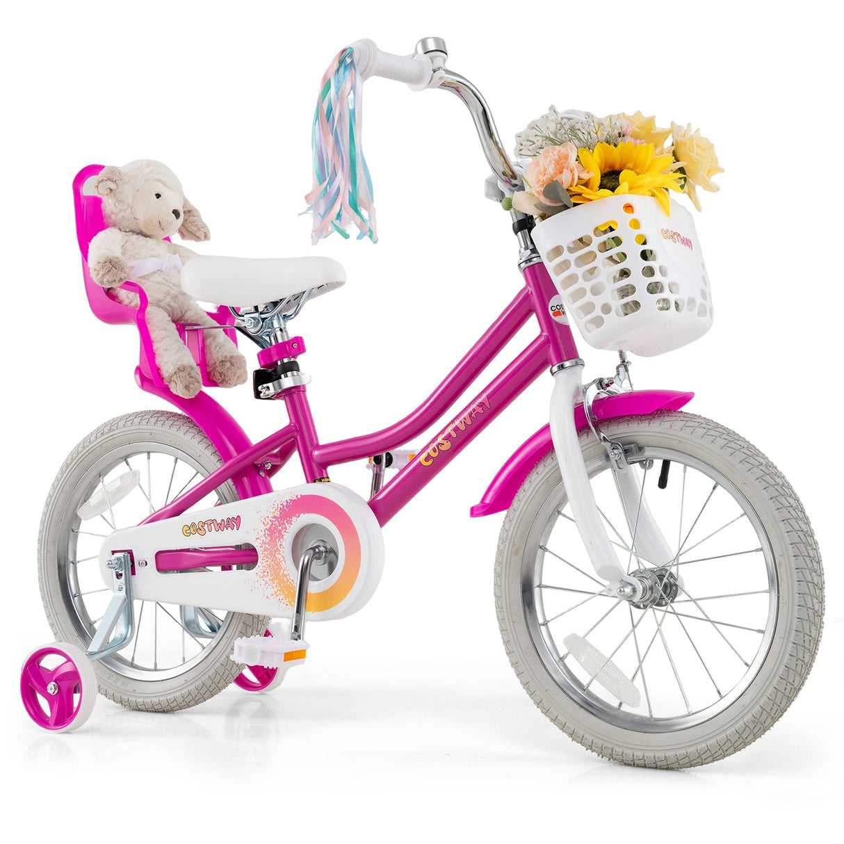 Bicicleta para niños de 12 pulgadas con ruedas de entrenamiento y sistema de 2 frenos para 3
