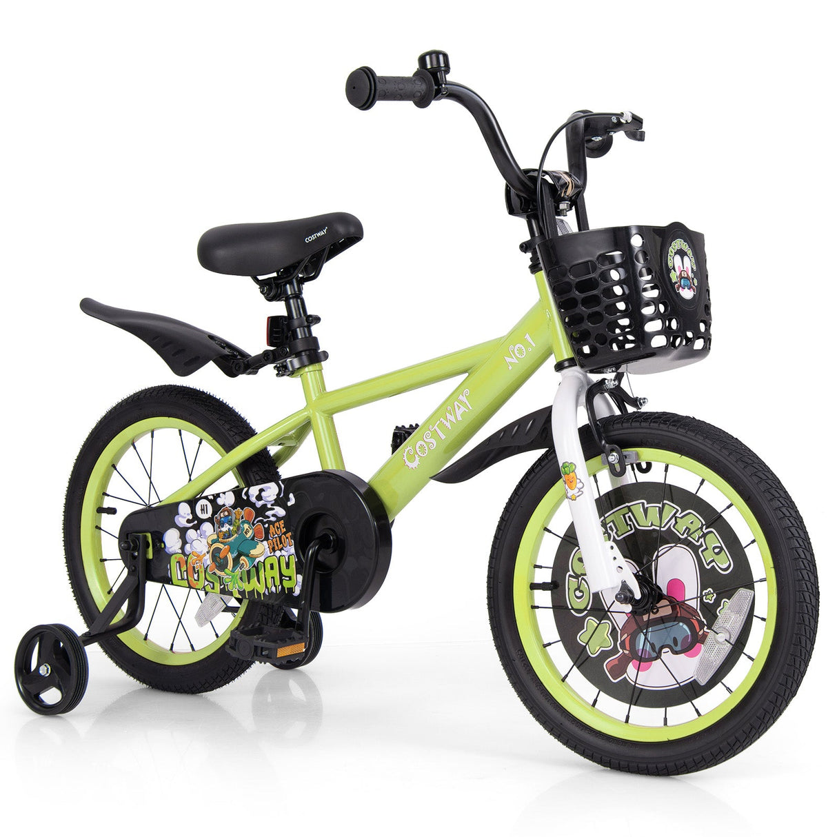 14 Inch Kids Bike Adjustable with Detachable Training Wheels for 3-5 Years Old-14 inches