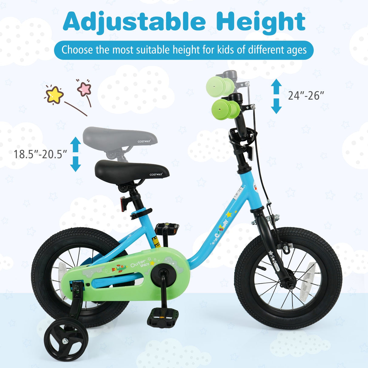 Bicicleta para niños y niñas de 3 a 7 años de 12/14/16 pulgadas, color azul