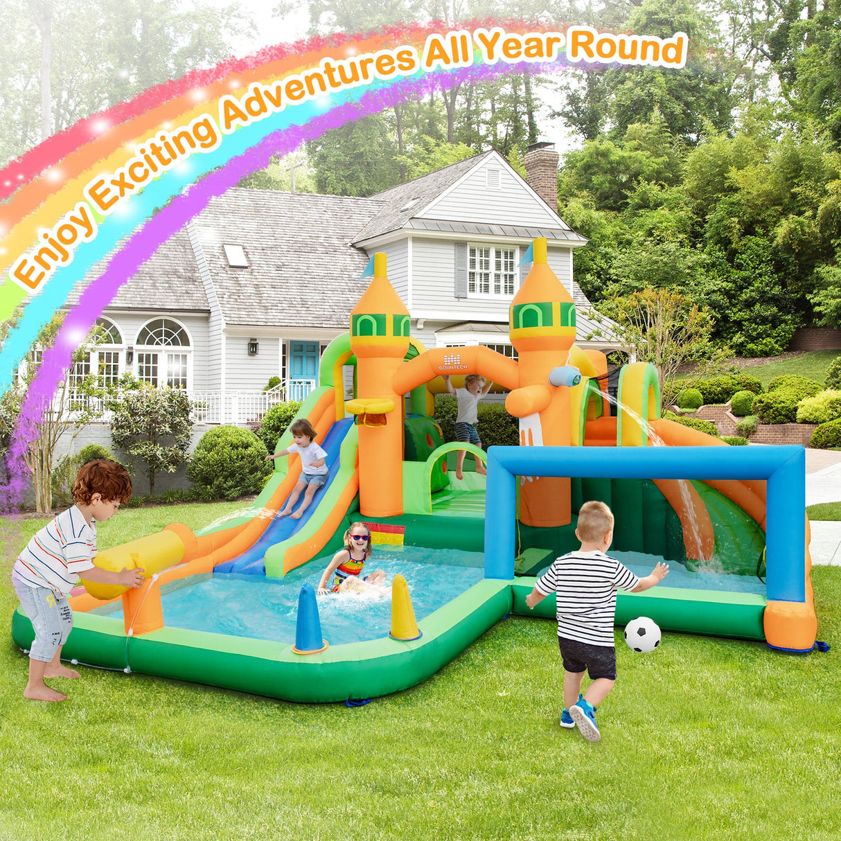 Tobogán de agua inflable para niños para jardín (sin soplador)