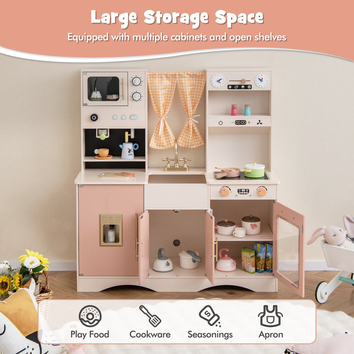 Juego de cocina de juguete para niños con microondas y cafetera para mayores de 3 años