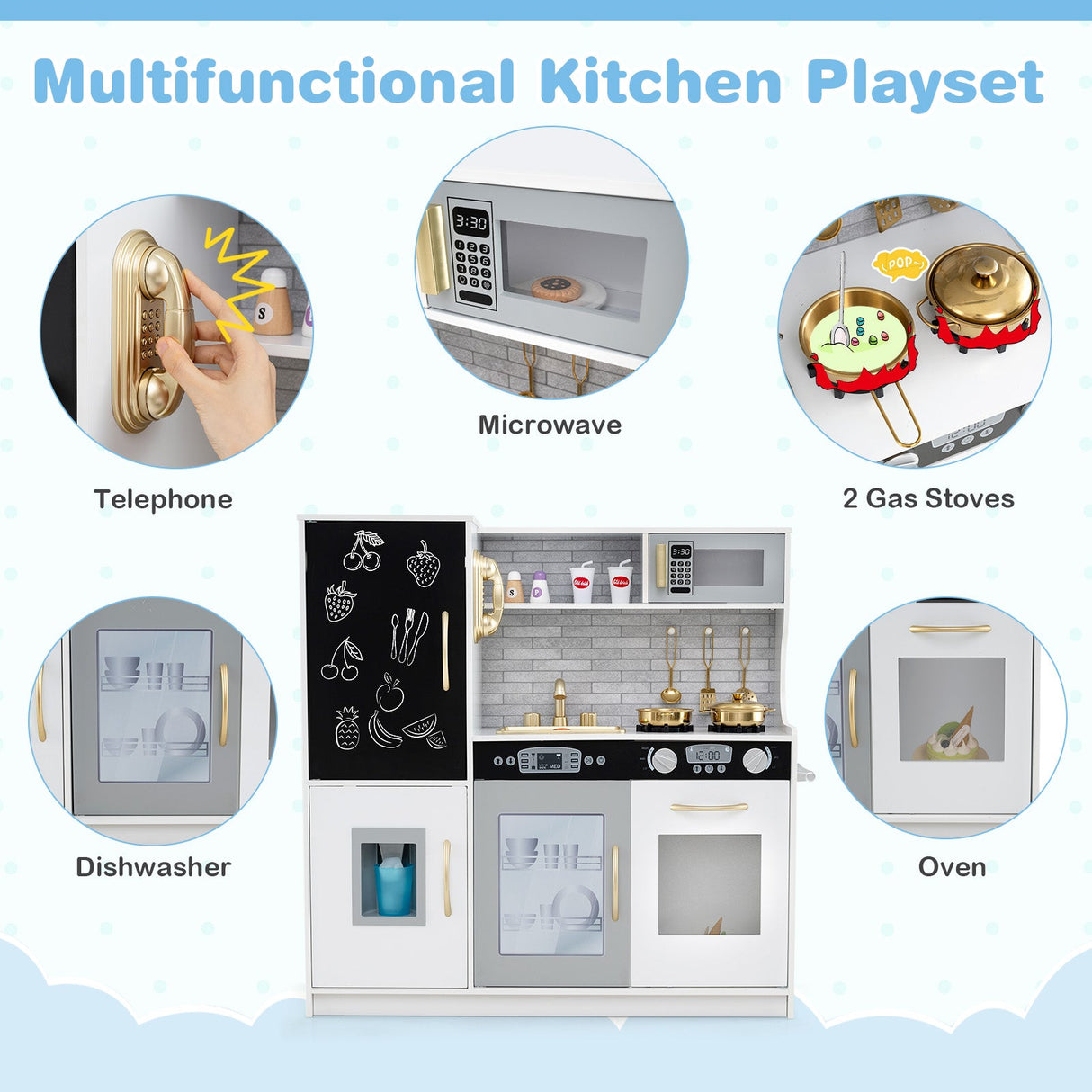 Cocina de juguete para niños y niñas de 3 a 6 años