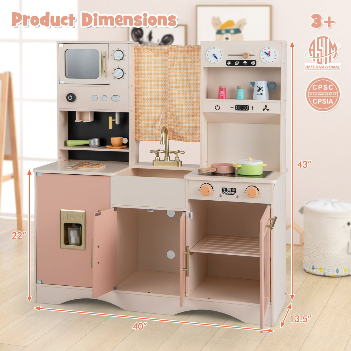 Juego de cocina de juguete para niños con microondas y cafetera para mayores de 3 años