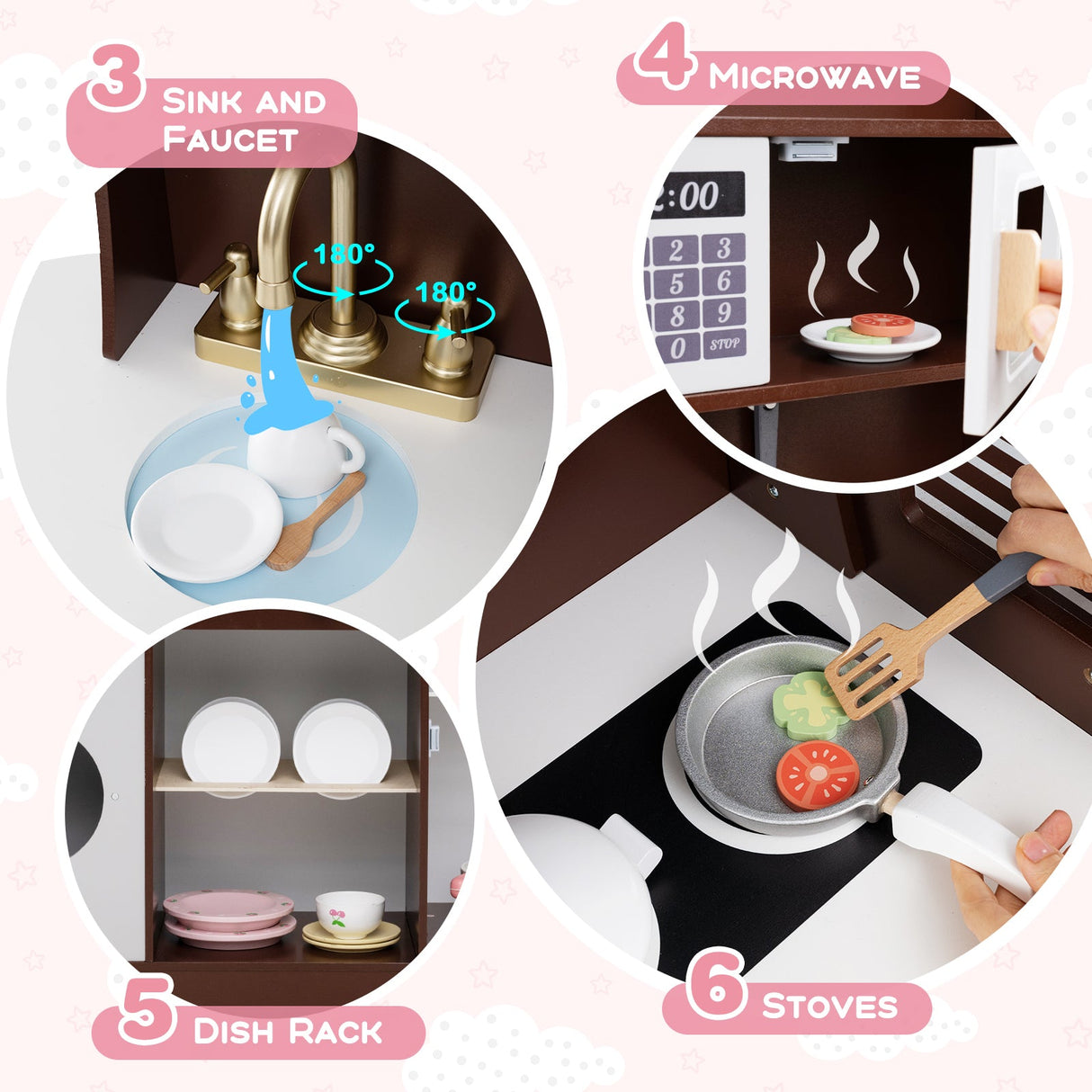 Juego de Cocina de Madera para Niños con Cafetera y Accesorios