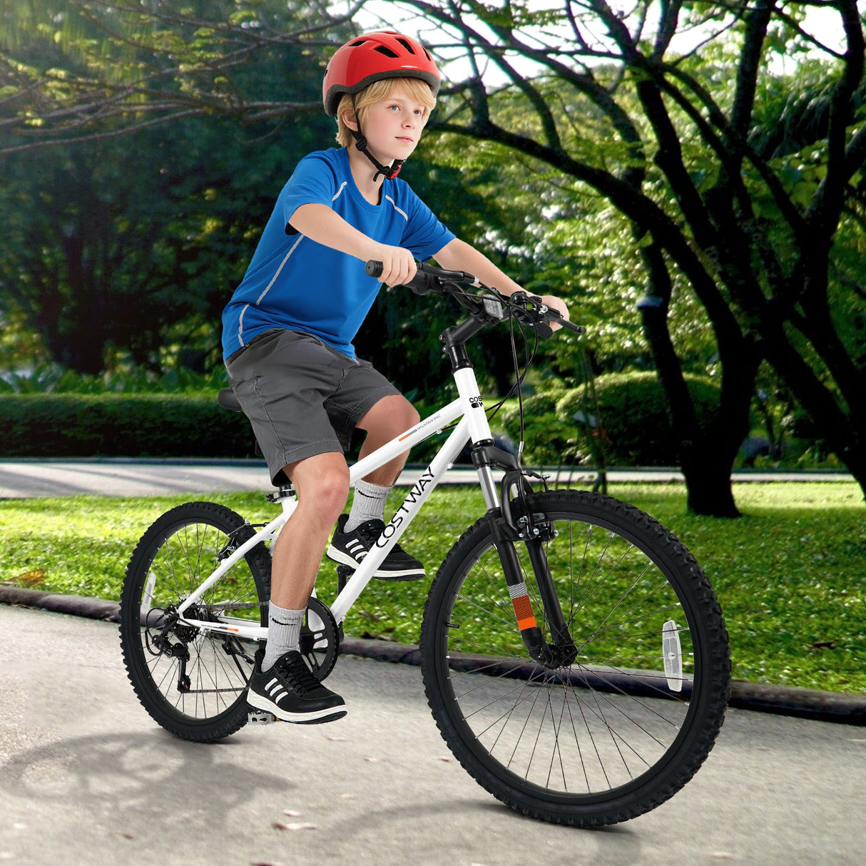 Bicicleta de montaña para niños de 20 y 24 pulgadas, para niños y niñas de 8 años o más, color blanco