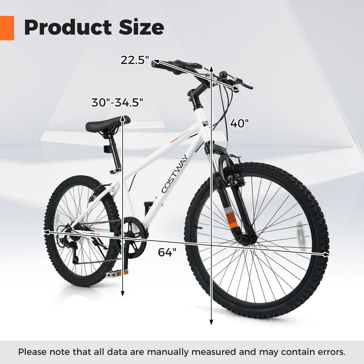 Bicicleta de montaña para niños de 20 y 24 pulgadas, para niños y niñas de 8 años o más, color blanco