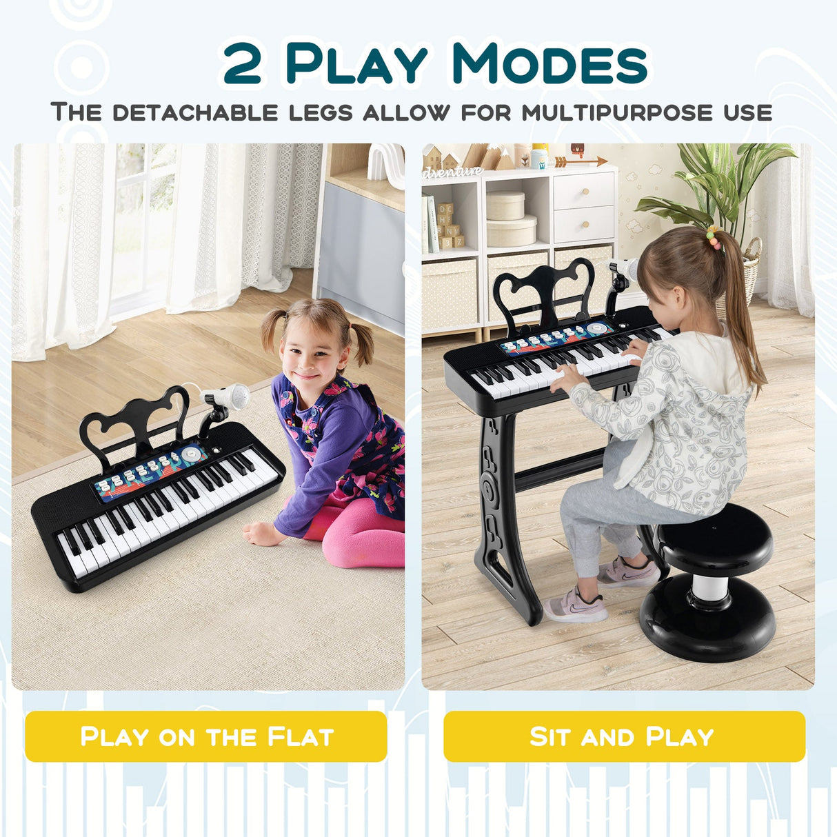 Teclado de piano para niños de 37 teclas con micrófono para niños de 3+ años
