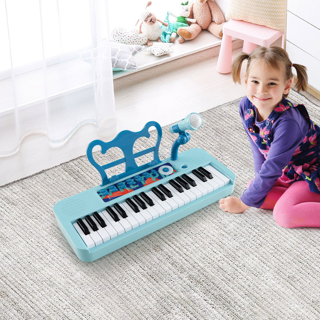 Teclado de piano para niños de 37 teclas con micrófono para niños de 3+ años