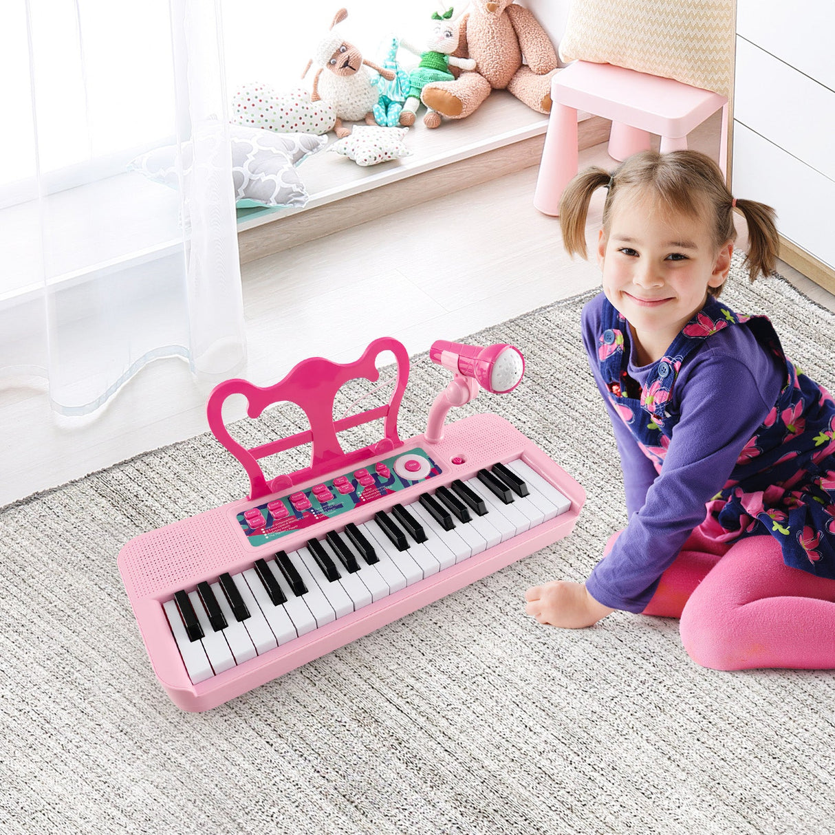Teclado de piano para niños de 37 teclas con micrófono para niños de 3+ años