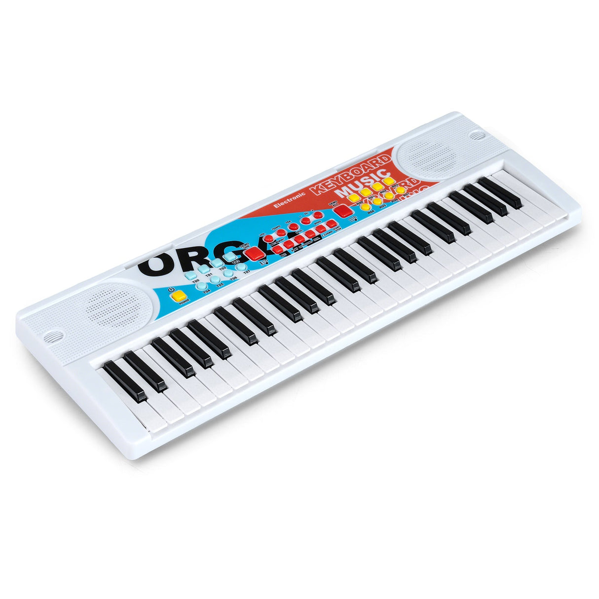 Teclado de piano para niños de 49 teclas, piano de teclado eléctrico portátil con 8 ritmos y 8 tonos