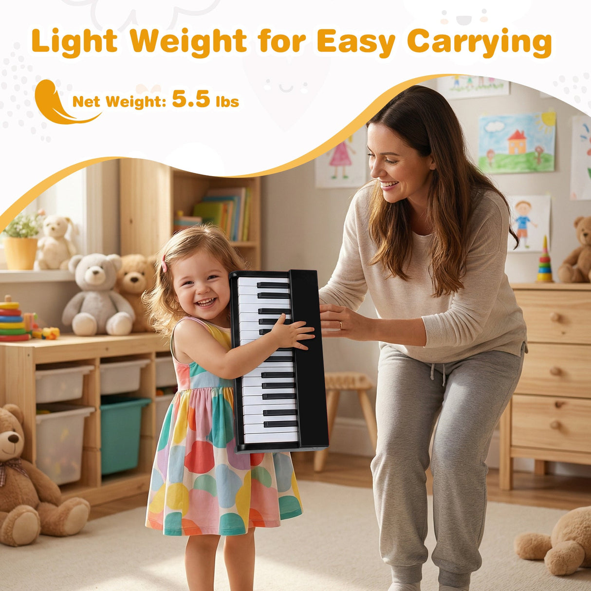 Teclado de piano para niños de 30 teclas, piano digital con atril para principiantes de 3+ años