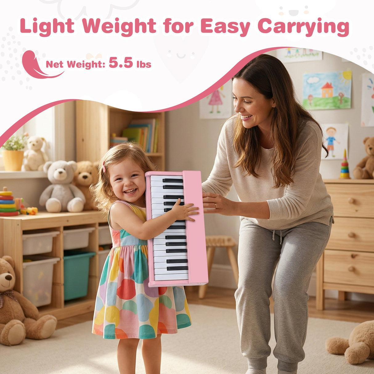 Teclado de piano para niños de 30 teclas, piano digital con atril para principiantes de 3+ años