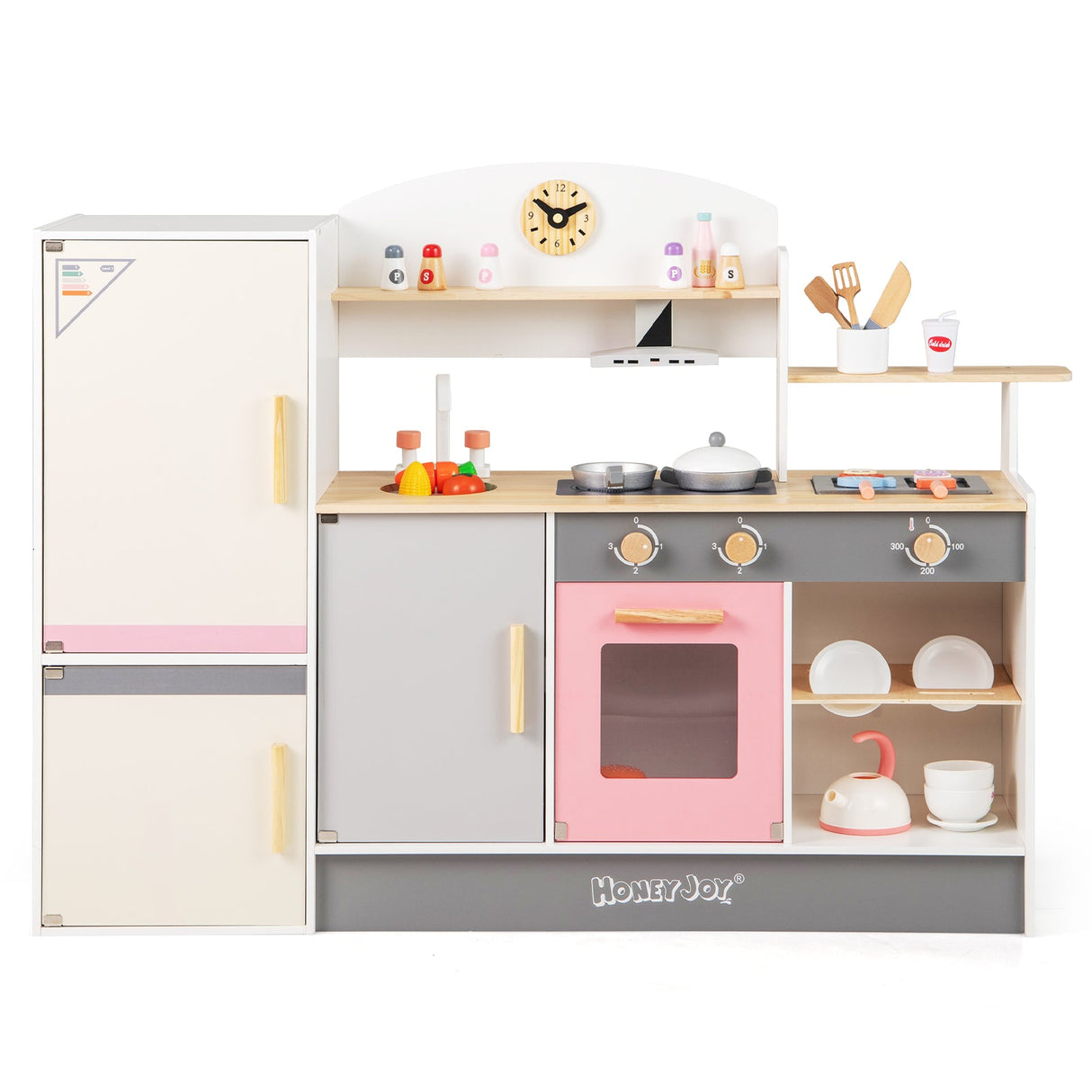 Juego de cocina de juguete para niños con campana extractora y frigorífico realistas