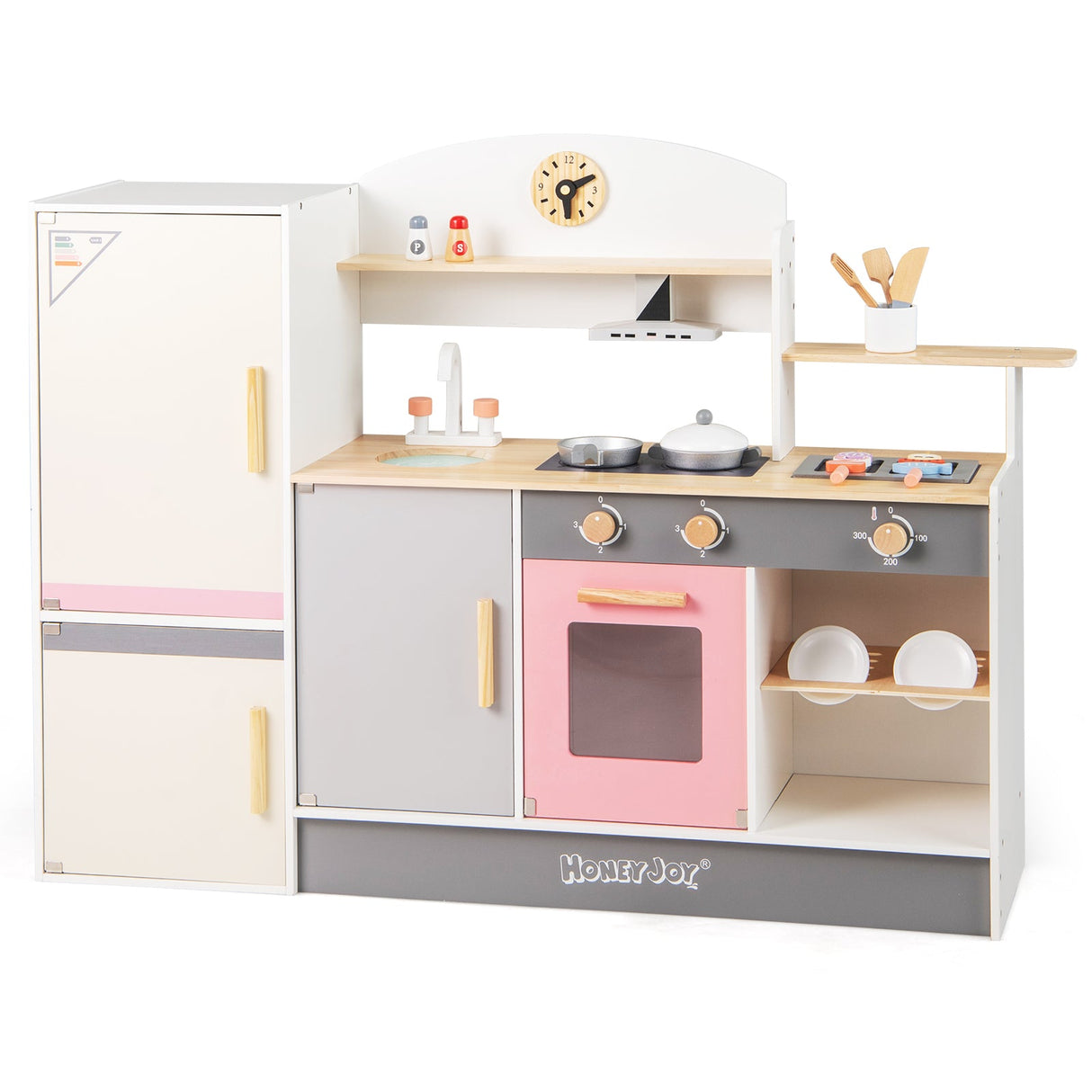 Juego de cocina de juguete para niños con campana extractora y frigorífico realistas